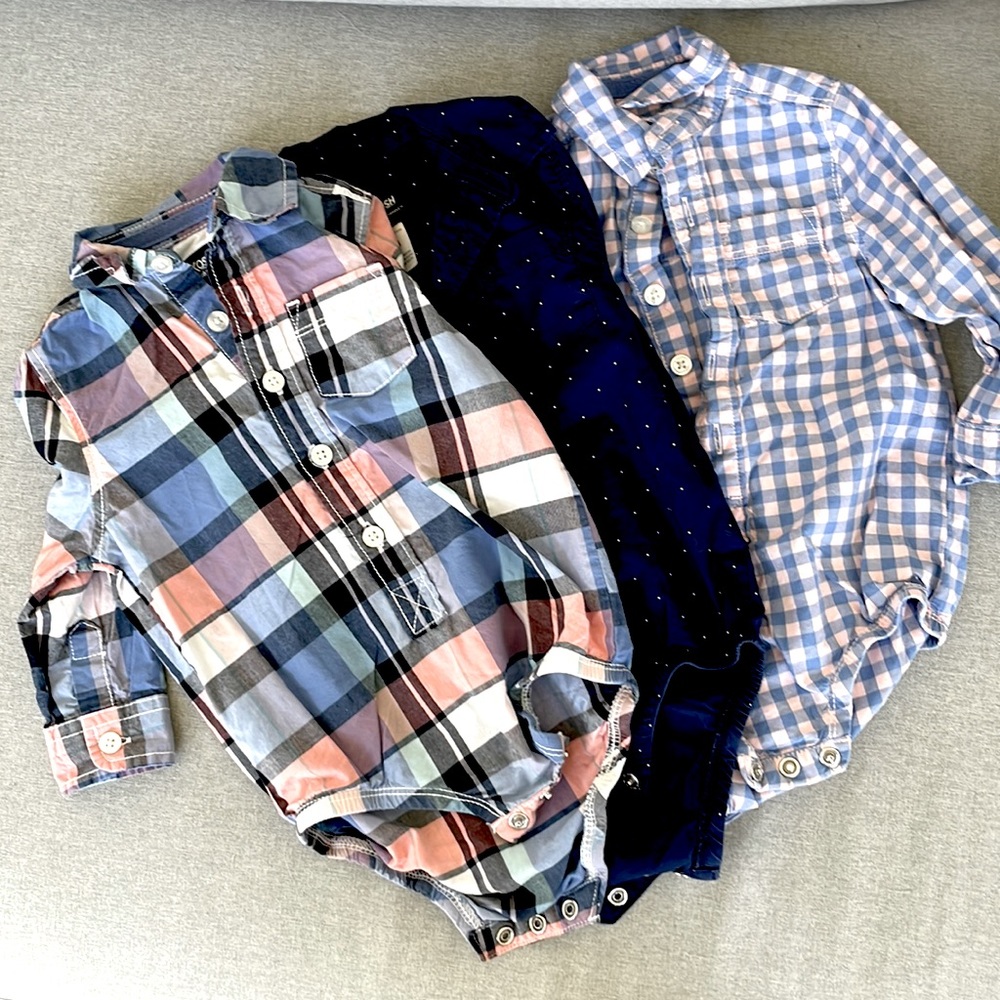 Oshkosh baby boys onesie bodysuit set of 3, Easter plaid